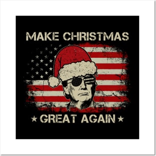 Funny Trump Make Christmas Great Again American Flag Posters and Art